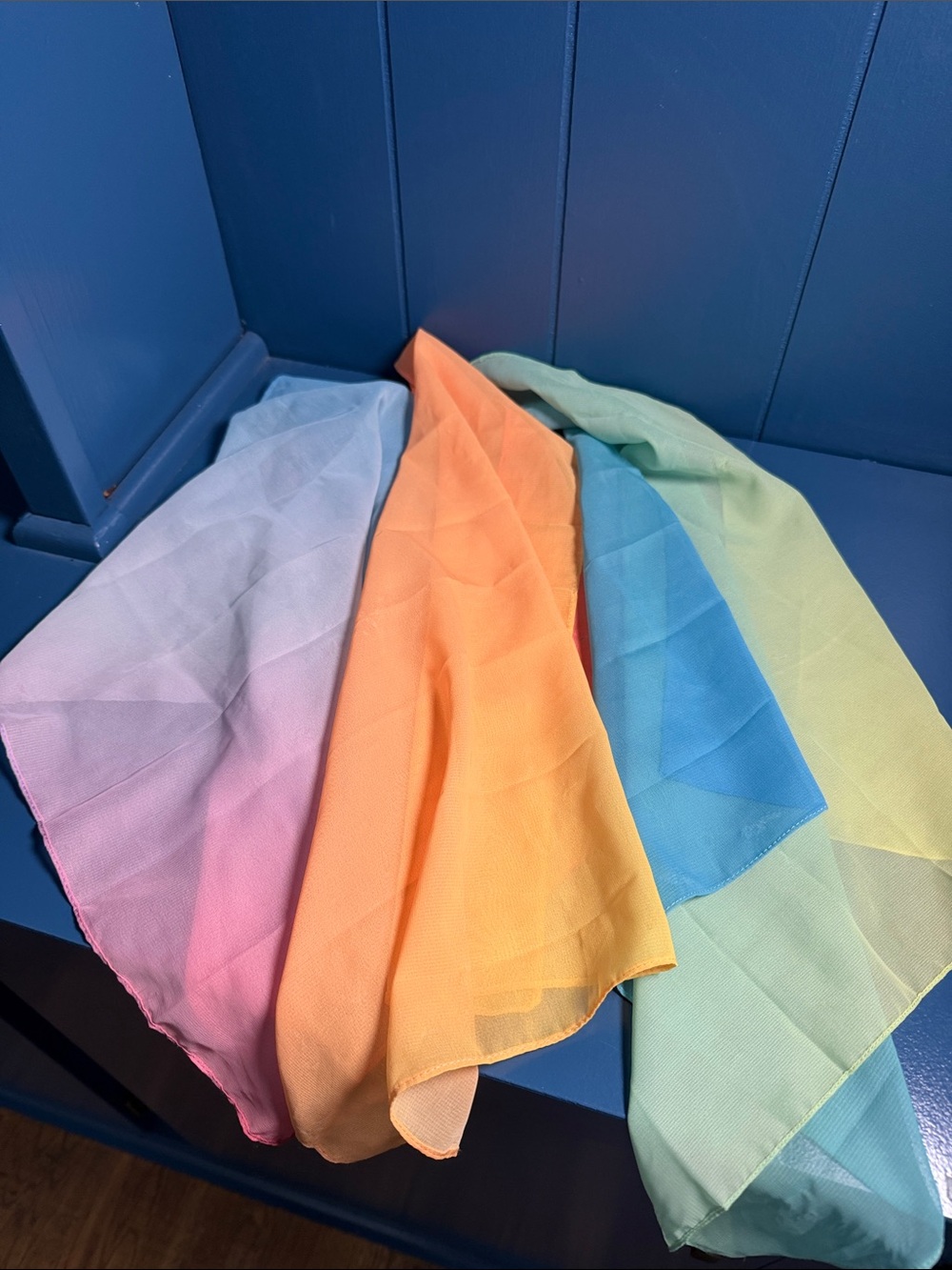 Kids Pastel Rainbow Silk Scarfs- Multicolor
